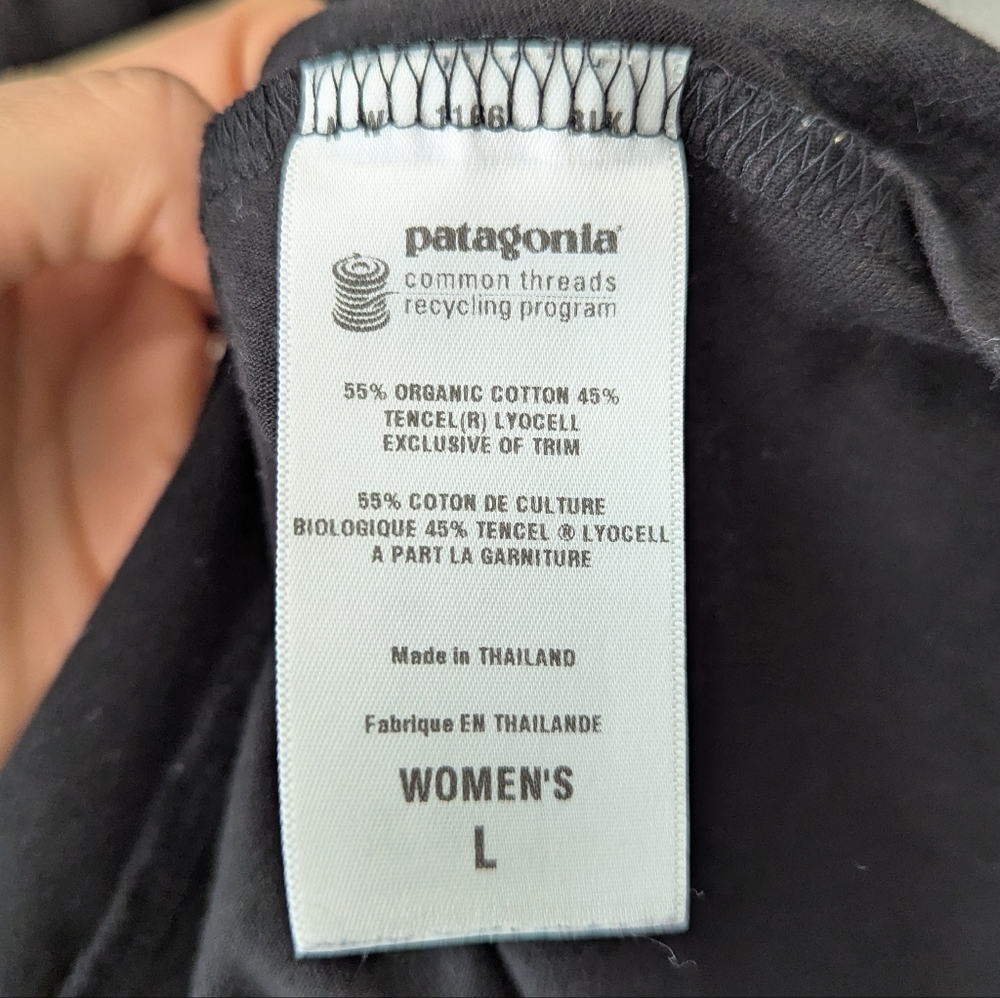 Patagonia Women's Bandha Front Twist V-Neck Black Casual Dress Sleevless Size L - Picture 9 of 13